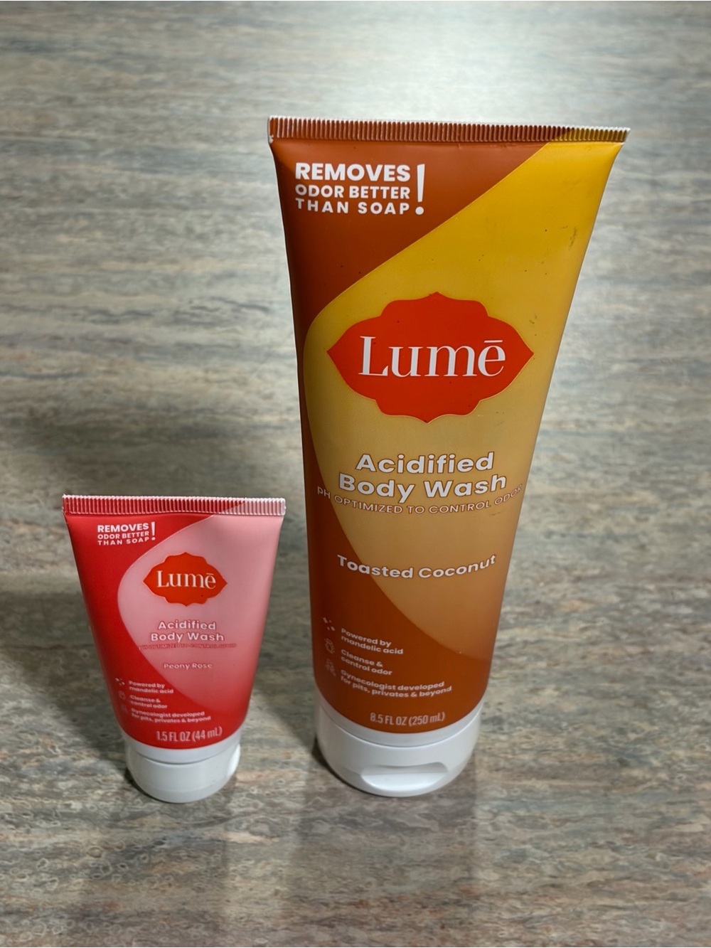Lume Acidified Body Wash - Toasted Coconut and Peony Rose Duo Set